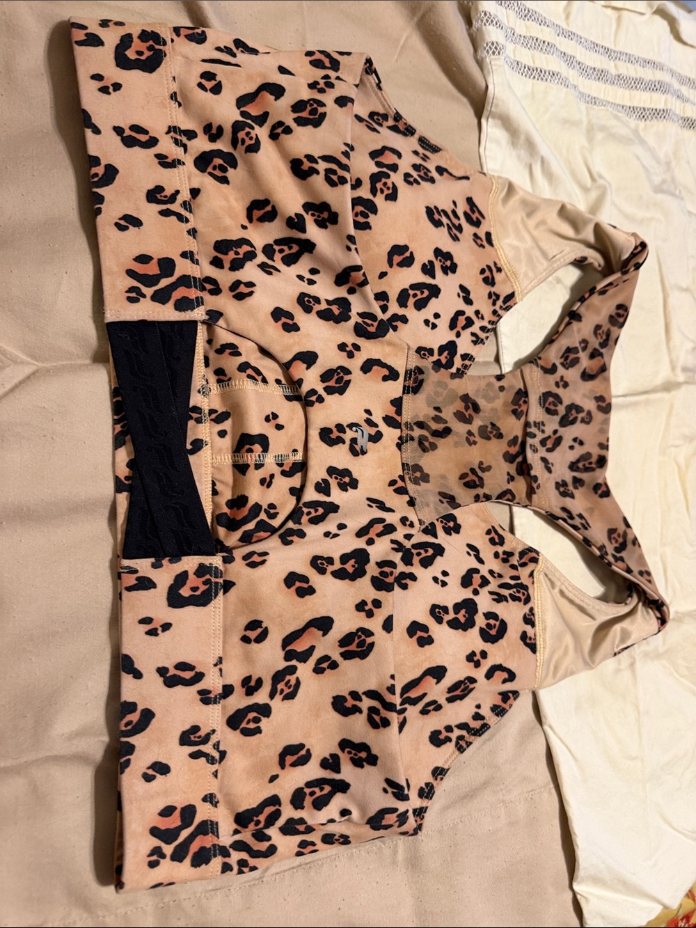 Fabletics Leopard Print Racerback Sports Bra - Picture 2 of 5